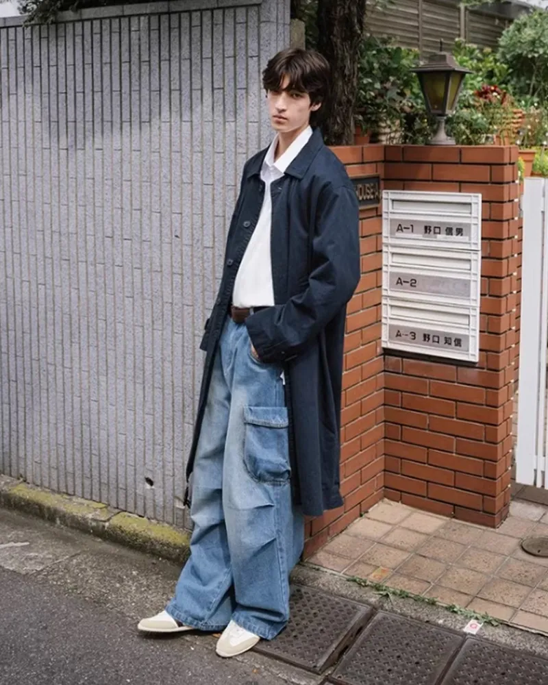 風衣穿搭 有時又一 日系復古翻領雙排扣風衣外套