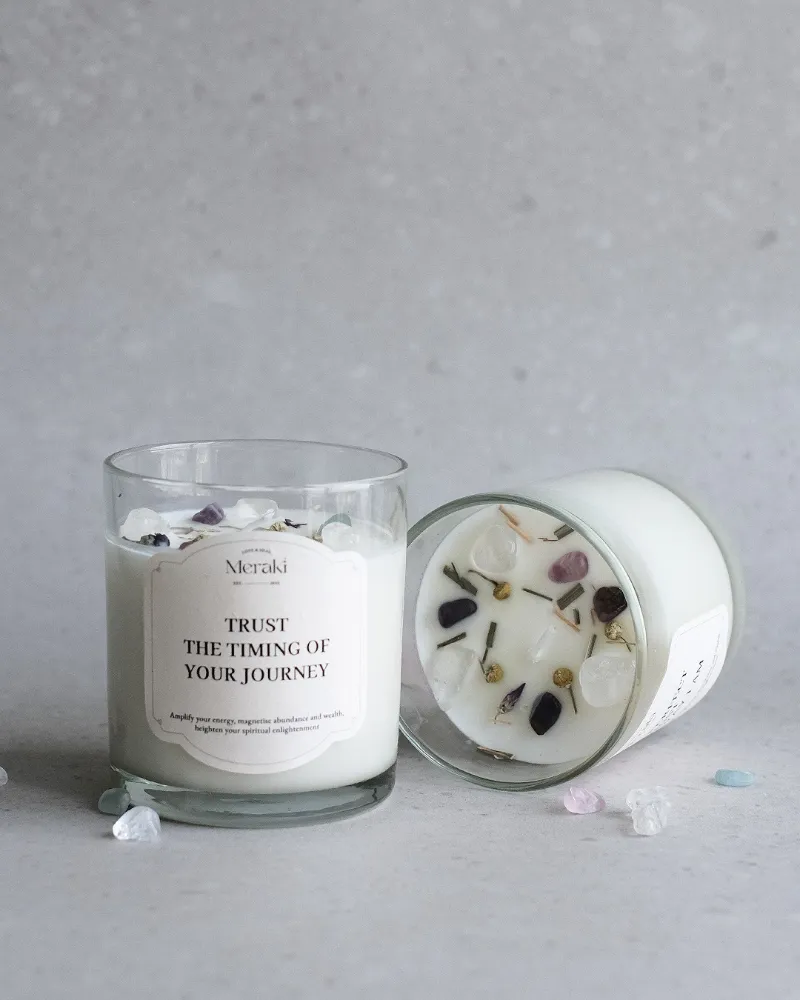 顯化法則 Meraki 水晶許願蠟燭祝福魔法天竺葵和無花果