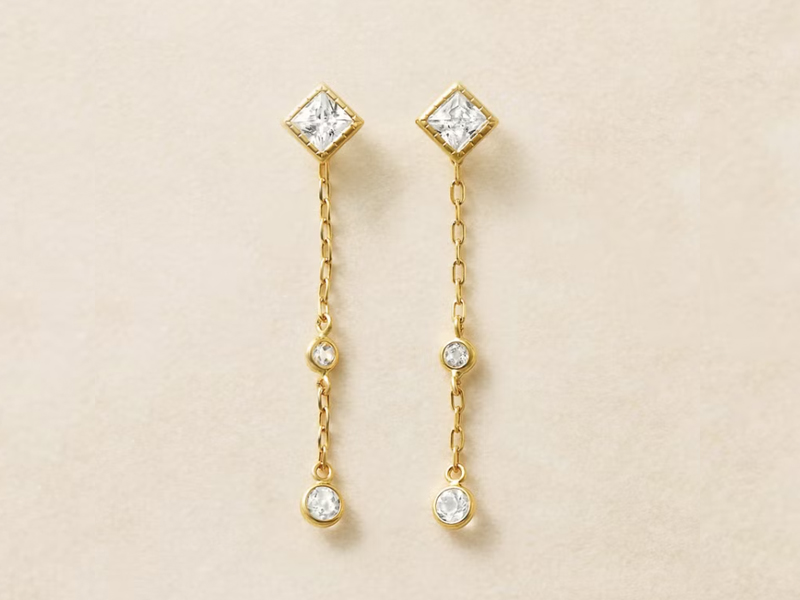 鋯石 TAKE-UP Jewelry 18K 黃金方晶鋯石方形切割耳環