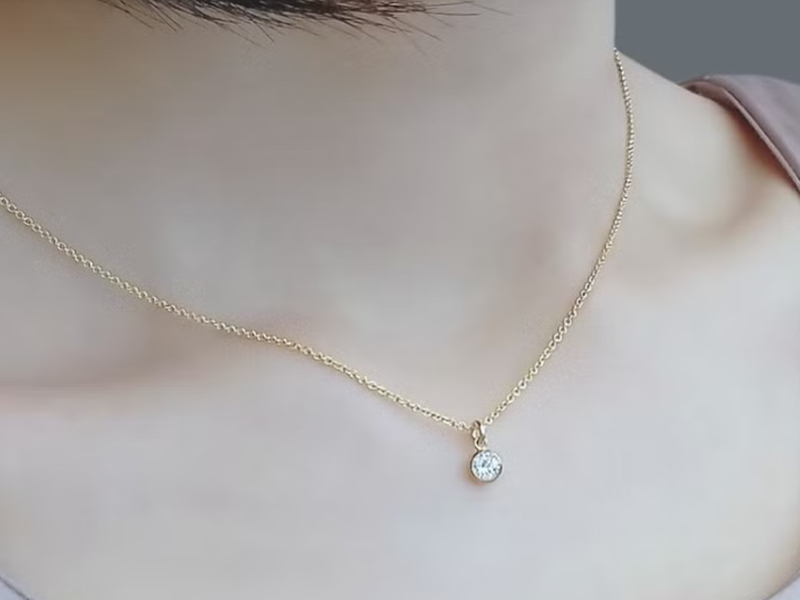 鋯石 Joyce Wu Handmade Jewelry 單顆鋯石包鑲 14K GF 包金項鍊