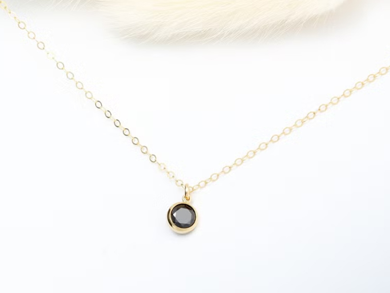 鋯石 Angel & Me 珠寶銀飾 14K GF 包金黑色鋯石項鍊