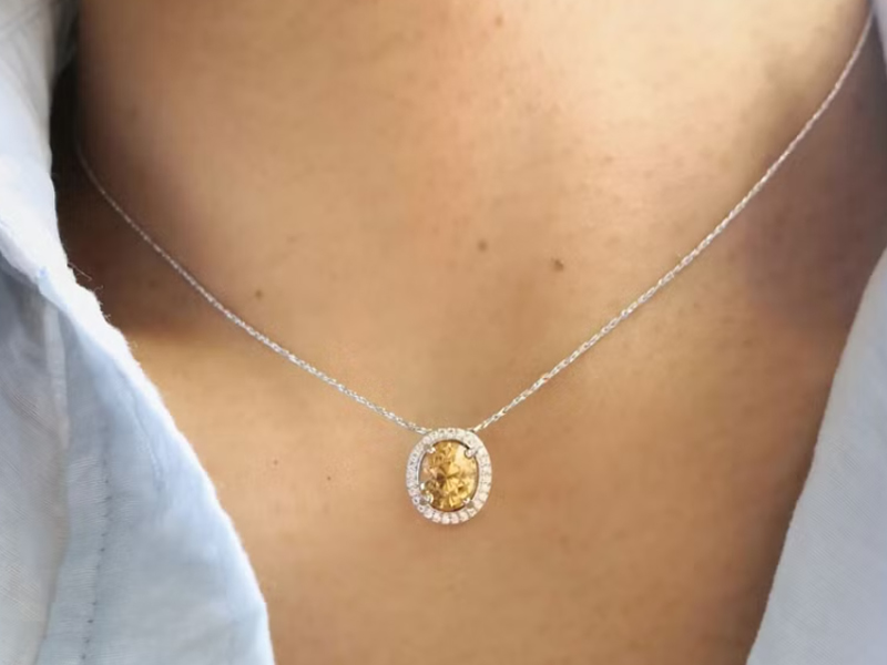 鋯石 NOW jewelry 3 克拉天然艷黃鋯石純銀項鍊