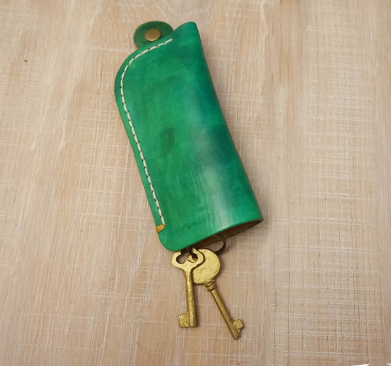 Sienna真皮收納鑰匙包 - 鑰匙圈/鑰匙包 - 真皮 綠色