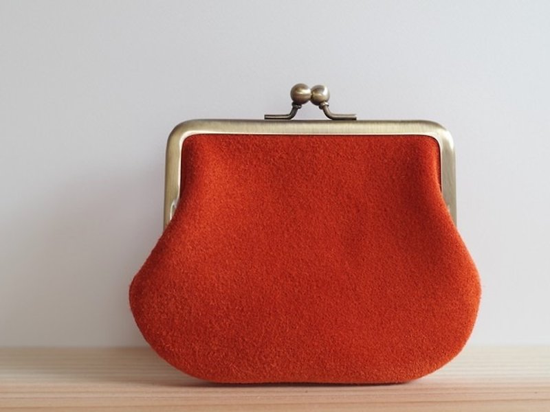 Square-shaped purse suede leather orange - Wallets - Paper Orange