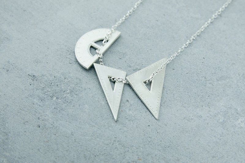 [Umbilical Plus House] Ruler Series│Three-piece Sterling Silver Necklace - Necklaces - Other Metals 