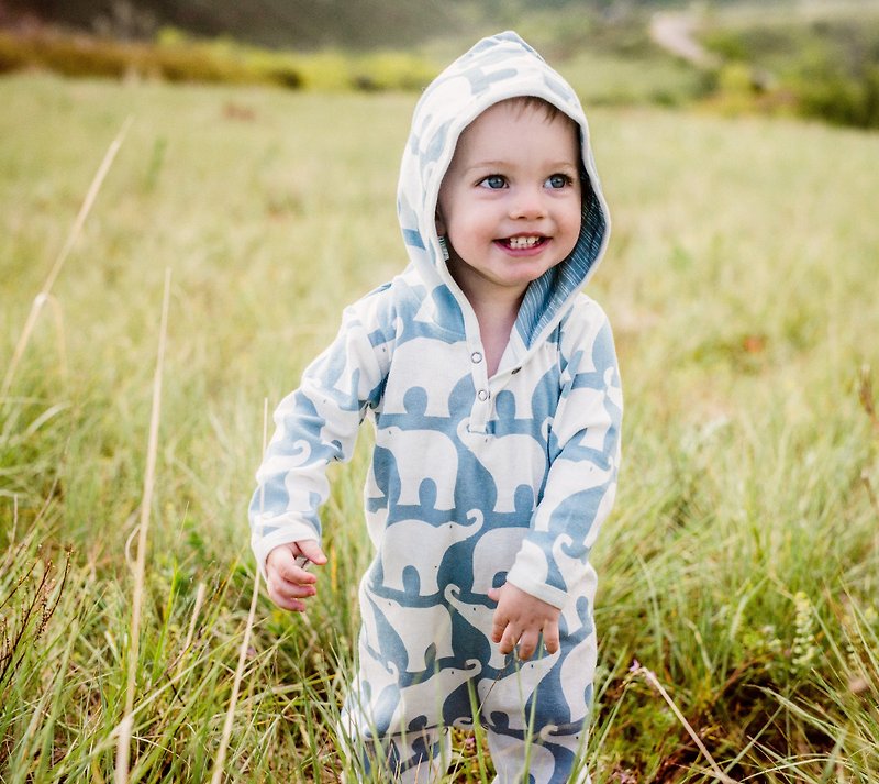 MILKBARN Hooded Long Sleeve Organic Cotton Jumpsuit-Two-tone shape inside and outside - Other - Cotton & Hemp Multicolor
