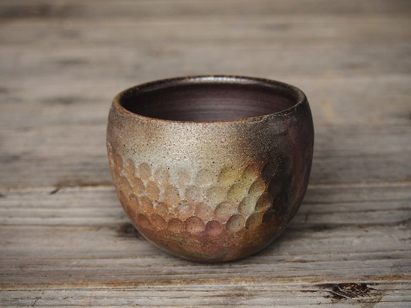 日本岡山備前 陶器 陶杯（中）f1-014 - 咖啡杯/馬克杯 - 其他材質 咖啡色