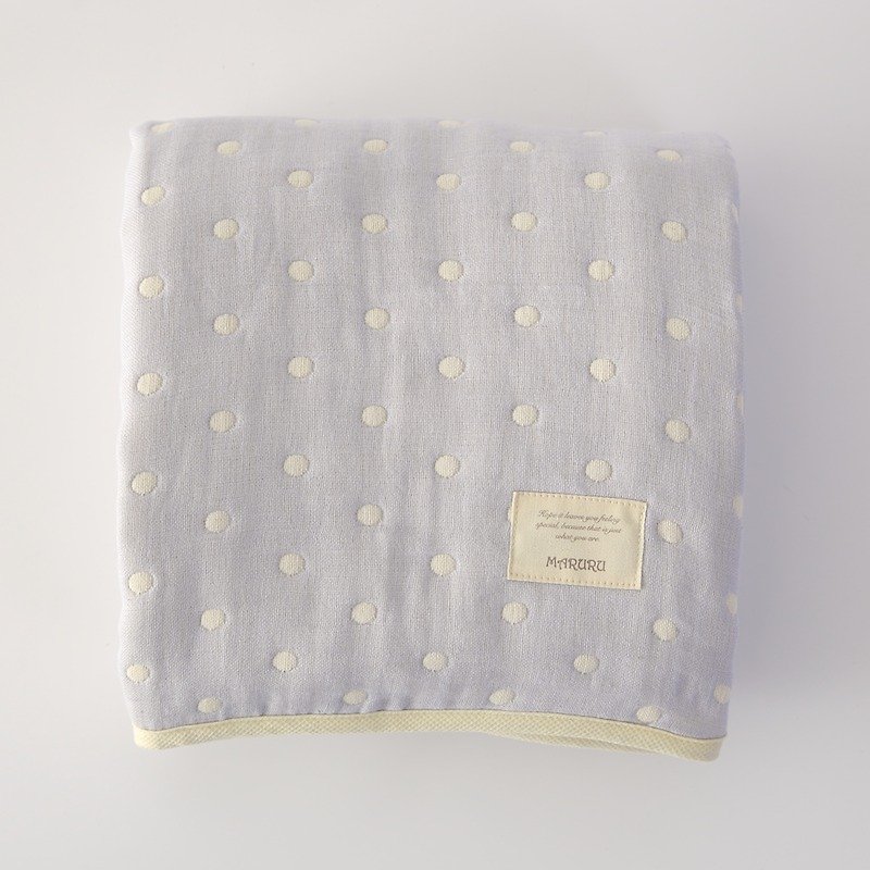MARURU Six-layer gauze baby blanket  (L) Blue dot (Made in Japan) - Other - Other Materials 