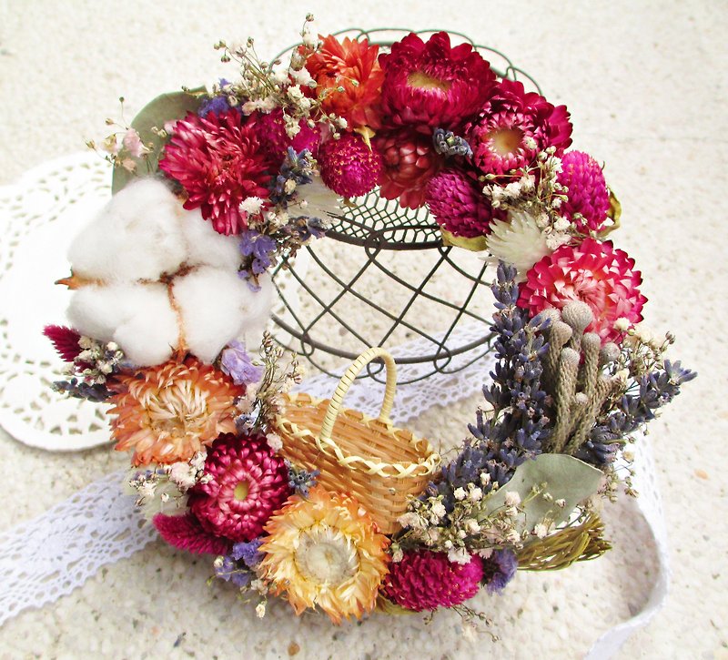 ❤ [feast ─ vanilla lavender circle children] ❤ dried wreath Rustic Style home decorations birthday gift Valentine's Day wedding arrangement lavender cotton - Items for Display - Other Materials 
