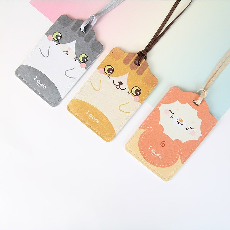 i Card Multipoint Card Set - Cat & Lion (3pcs) Baggage Coupon Tag Tag Strap Animal Card Holder - Luggage Tags - Silicone 