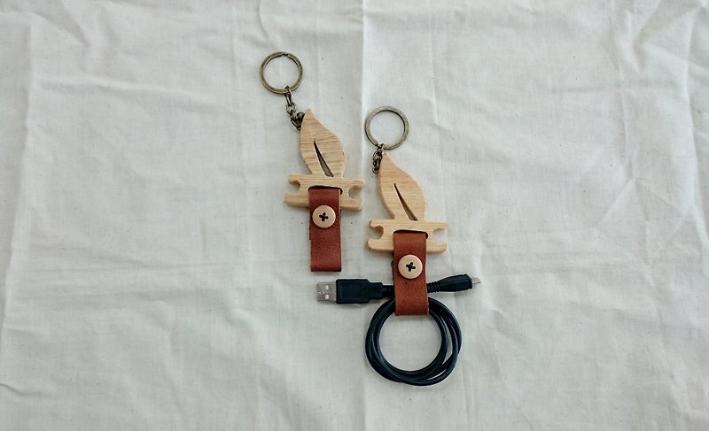葉子集線器鑰匙圈 - 鑰匙圈/鎖匙扣 - 木頭 多色