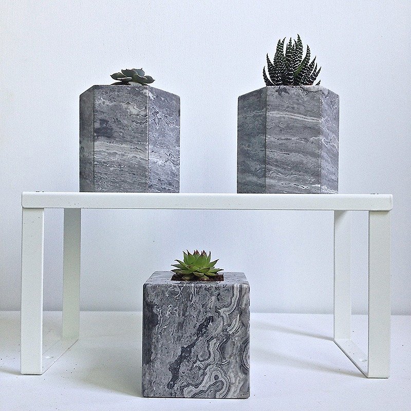 [Italian] Grey Italy Grey marble basin is potted flower home decoration 03 - Plants - Other Materials Gray