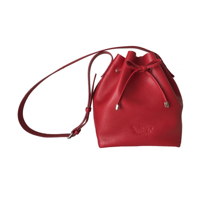 Classic Bucket 'S' Red Women Shoulder Leather Bag And Cross Body Bag - 其他 - 真皮 紅色