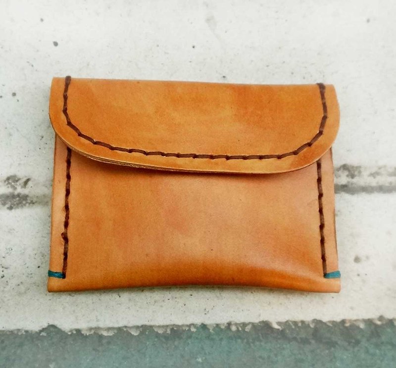 Sienna leather coin purse - กระเป๋าใส่เหรียญ - หนังแท้ สีส้ม