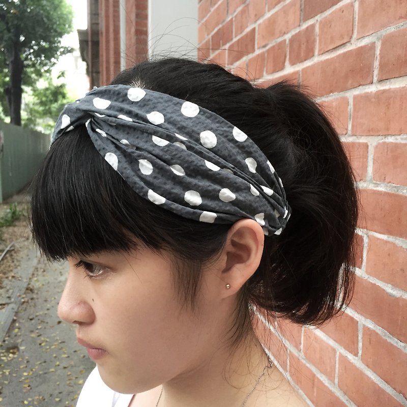 Bubble little tightness Wide / handmade hair band - Hair Accessories - Cotton & Hemp Gray