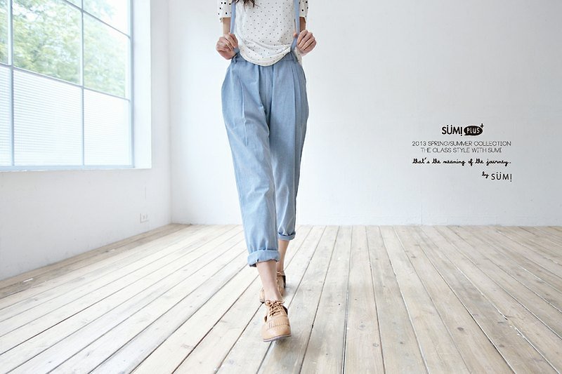 ◆ SUMI PLUS series of hand-made vintage powder blue suspenders ◆ 3SF250_ - Overalls & Jumpsuits - Other Materials Blue