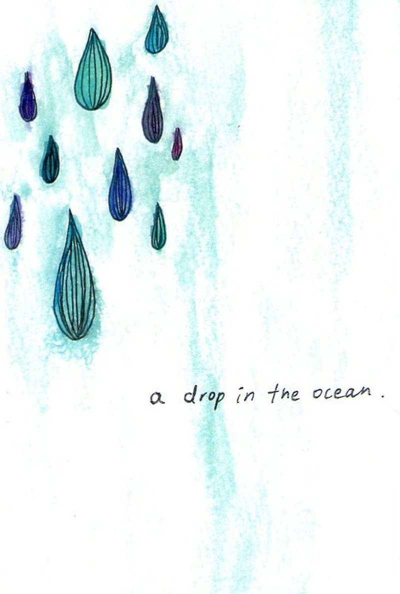 a drop in the ocean./手繪霧面卡片 +附贈5元郵票以及紙袋信封!!!!! - カード・はがき - 紙 ブルー