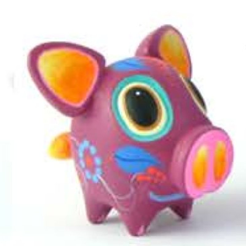 回收木製動物＿豬 - 知育玩具・ぬいぐるみ - ウール ピンク