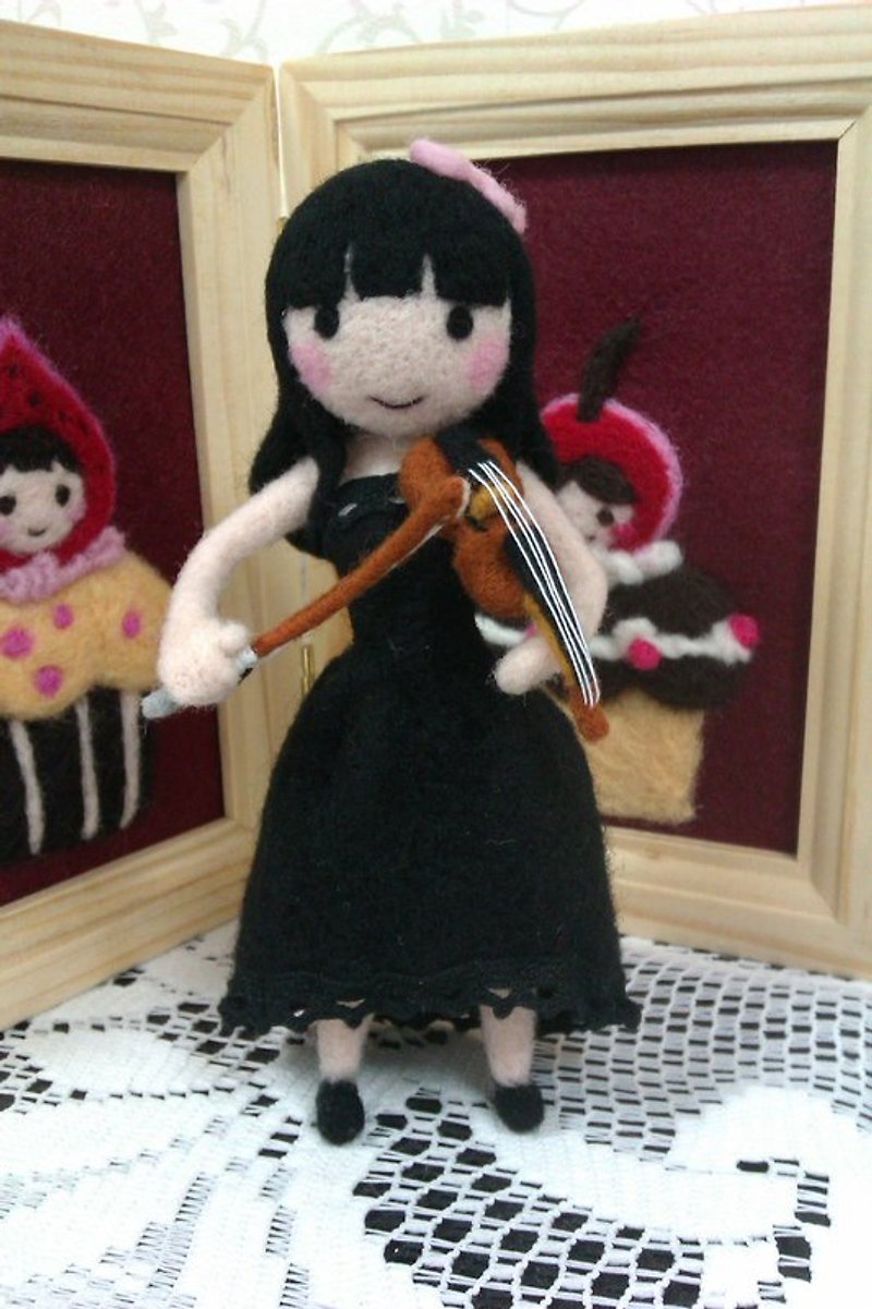 (Anshou) Wool Felt Custom Doll (Small/Single Doll) - Stuffed Dolls & Figurines - Wool Black