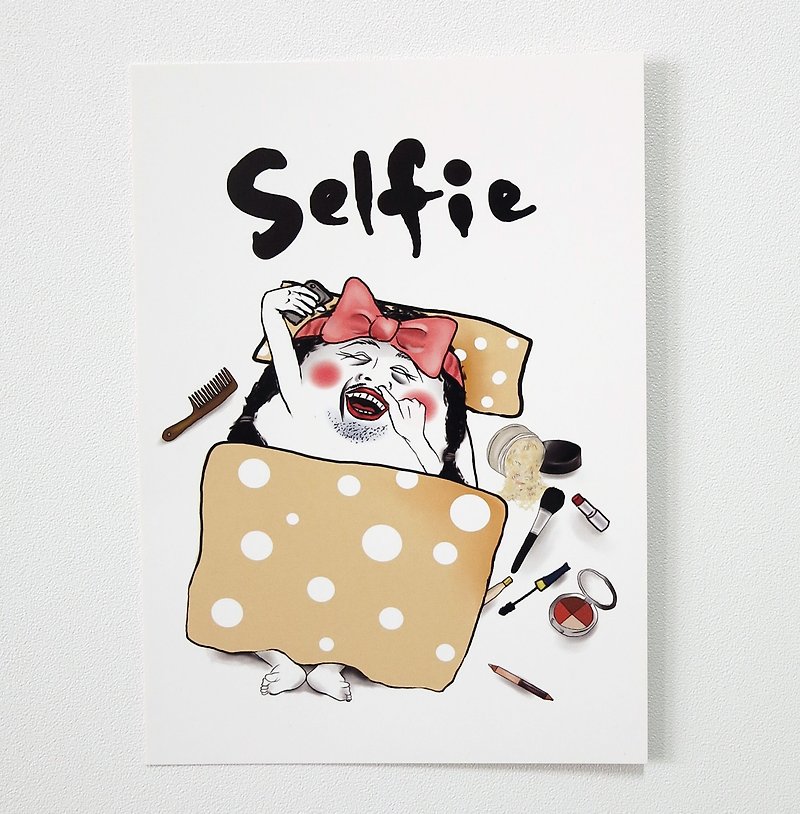はがき あなた、おやすみ-Selfie - カード・はがき - 紙 ピンク