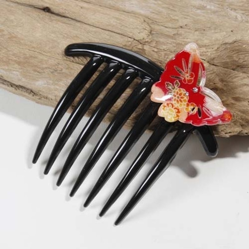 [MITHX] Dan dance, butterfly, France comb, comb, hair plug - Red - Hair Accessories - Plastic Red