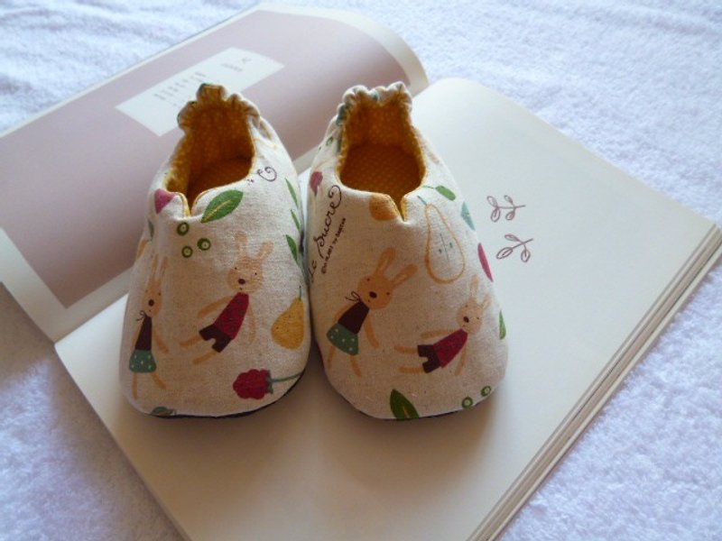 Birthday gift fruit Bunny indoor shoes - รองเท้าเด็ก - ผ้าฝ้าย/ผ้าลินิน สีส้ม