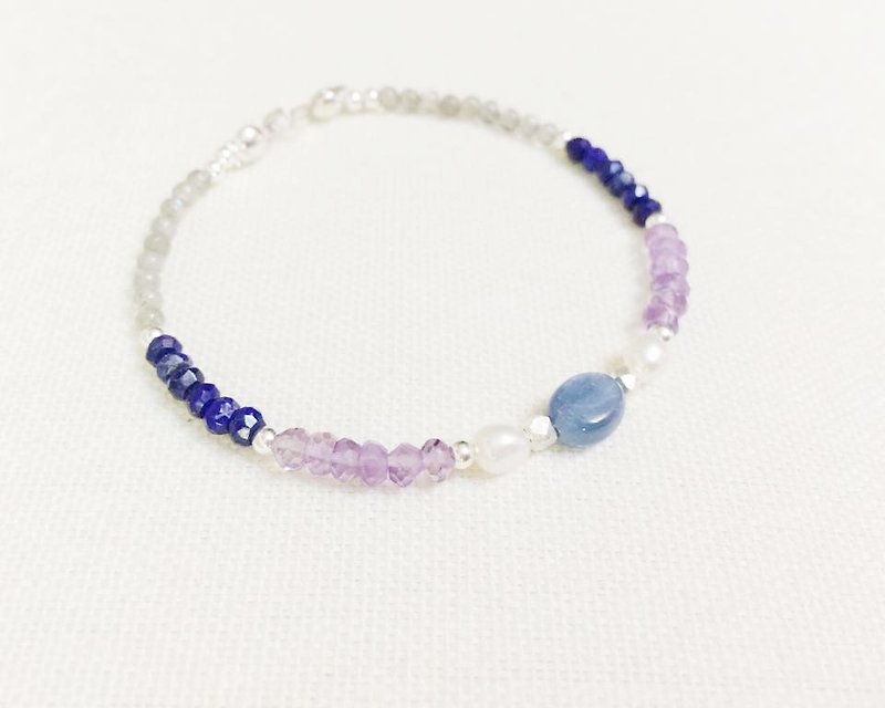 MH Silver natural stone custom series _ Jiegeng Hua - Bracelets - Gemstone Purple