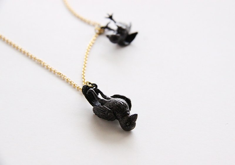 Double Black Crows Death Hanging Pendant / Necklace / Jewelry - Necklaces - Other Metals Gold