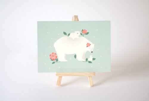 【角の森]毛皮シロクマはがき椿（シングル）の小さなボール