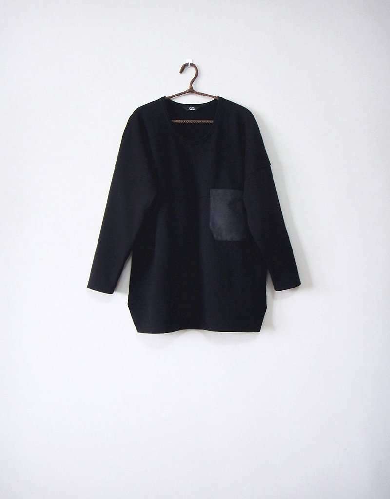 [Addition X Addition_ hand made. Geometry / ladder / black. coat】 - Women's Tops - Cotton & Hemp Black