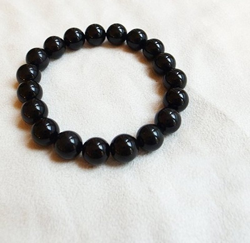 ☽ Qixi hand-made ☽ 10mm obsidian bracelet - งานโลหะ/เครื่องประดับ - วัสดุอื่นๆ สีดำ
