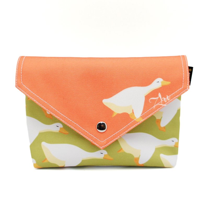 BLR 手工印製 Zhi 聯名款 鵝鵝鵝 BB BAG 肩背包 - ショルダーバッグ - その他の素材 オレンジ