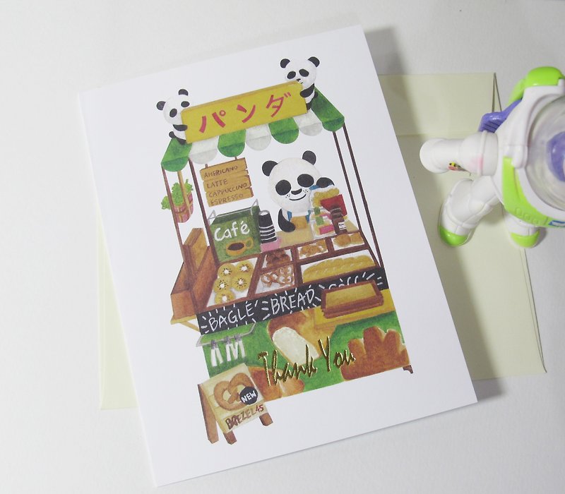 Panda Grocery Store-Panda Bakery Hot Stamping Thank You Card Valentine's Day Card - Cards & Postcards - Paper 
