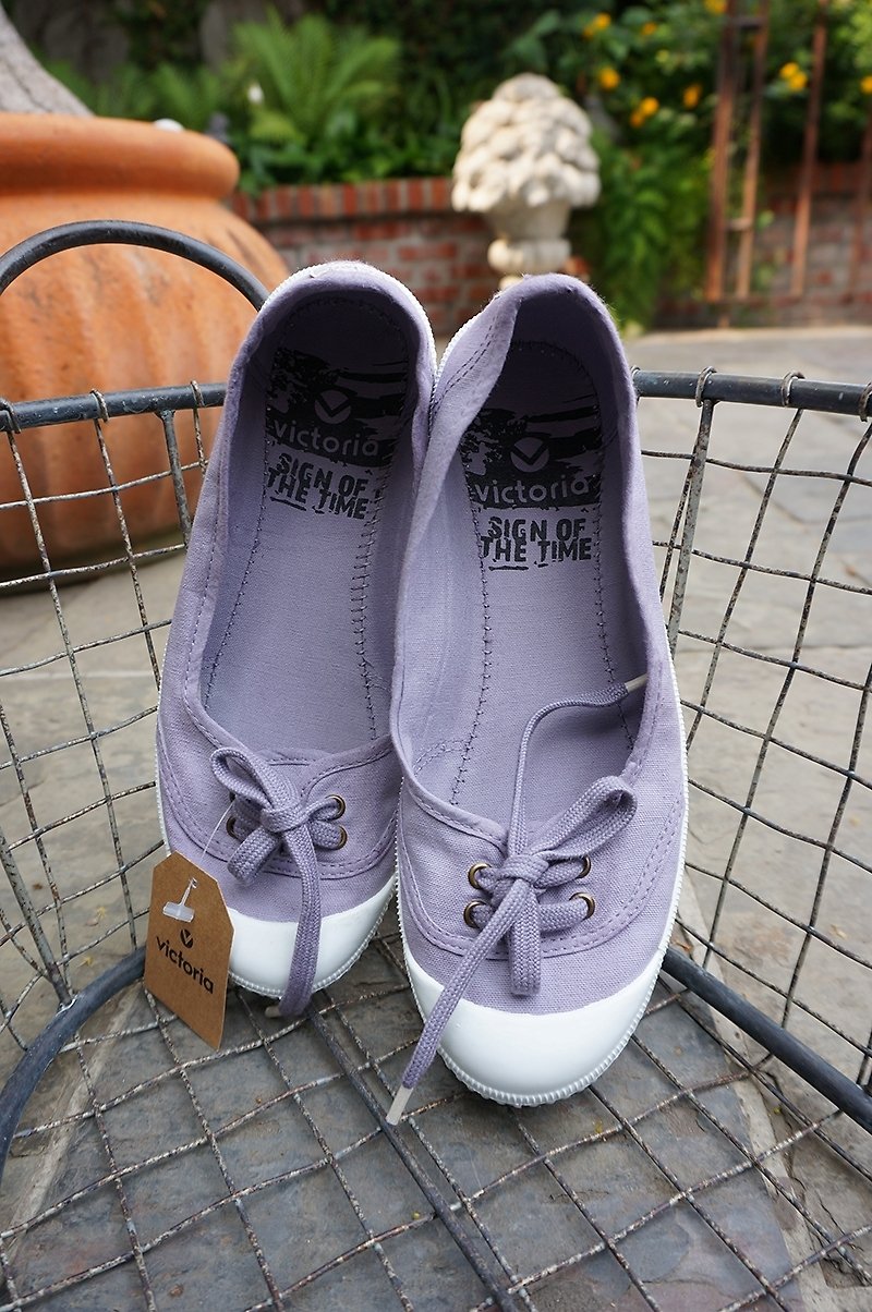 victoria西班牙國民手工鞋-淺紫色LILA(娃娃鞋款) - 女款休閒鞋 - 棉．麻 紫色