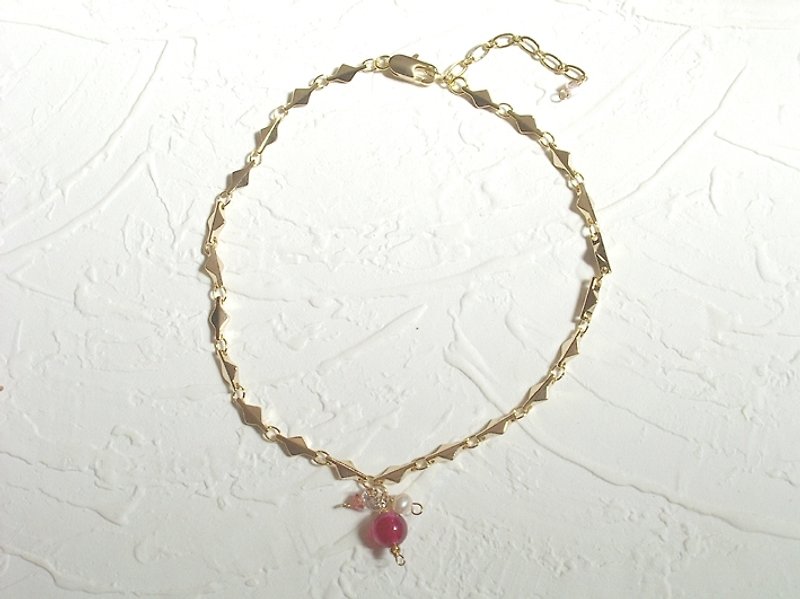 Small ornate golden ruby ​​anklet personality - Anklets & Ankle Bracelets - Other Materials Red