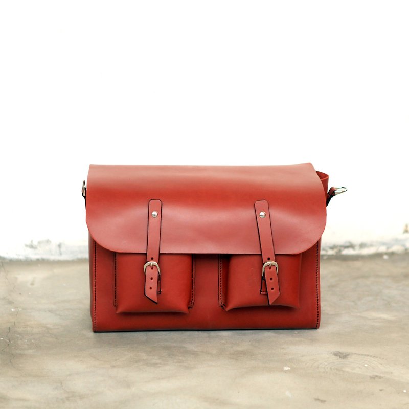 13. Hand-stitched leather shoulder bag/message bag/cross-body bag - Messenger Bags & Sling Bags - Genuine Leather 