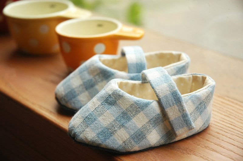 Light blue grid baby shoes - Baby Shoes - Other Materials Blue