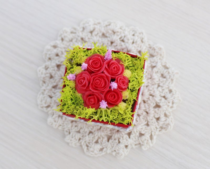 ││結婚式小さなもの─バラハート愛バレンタインハート - 置物 - 粘土 レッド