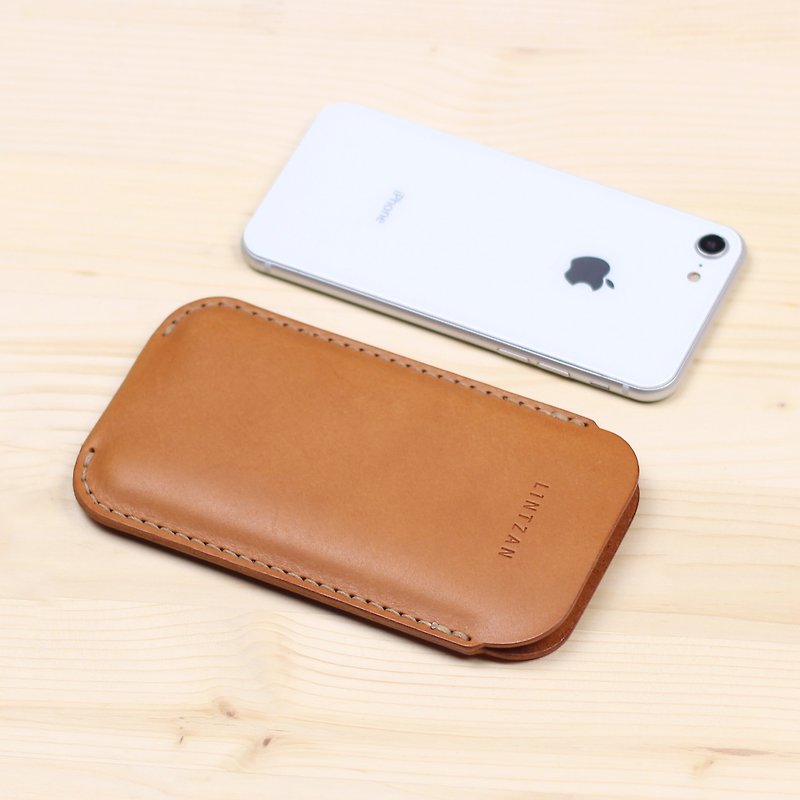 iPhone leather case/protective case--camel yellow (for bare metal use) - เคส/ซองมือถือ - หนังแท้ สีส้ม