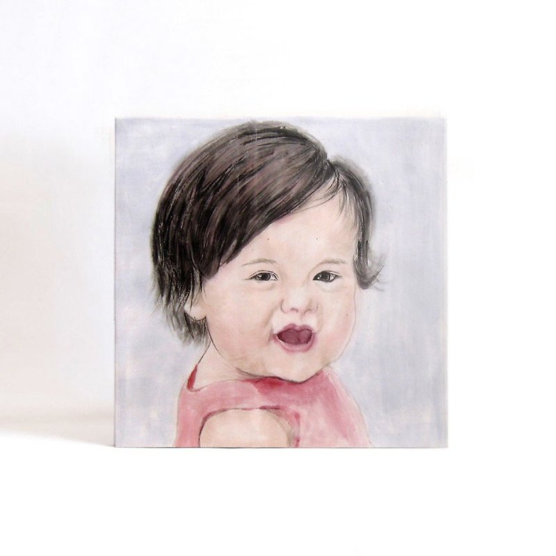 30cmx30cm Custom Portrait  with Easy Gallery Wrap, Child's Portrait, Children's Personalized Original Hand Drawn Portrait from Your Photo, OOAK watercolor Painting Ideas Gift - Customized Portraits - Paper Multicolor