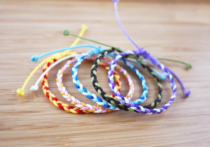 【Korean braided】Composite wire braided bracelet thin - สร้อยข้อมือ - วัสดุอื่นๆ หลากหลายสี