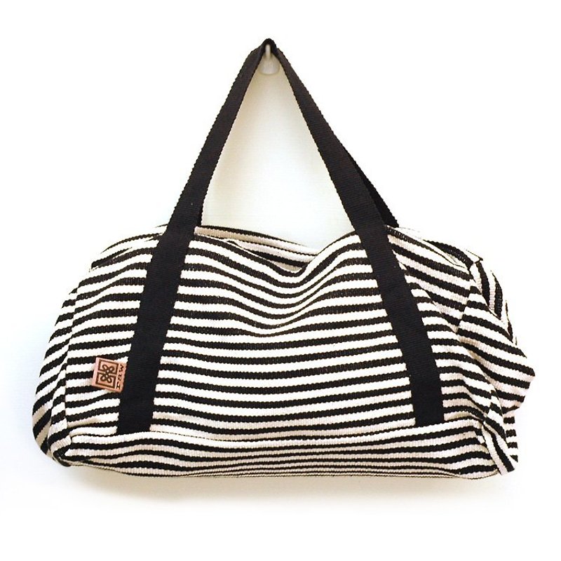 純棉手織包-great bags for light travel-黑白條紋
