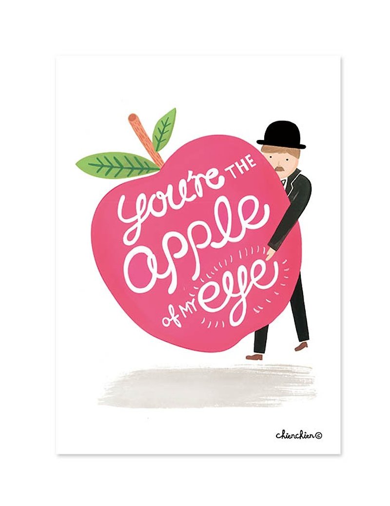 You Are the Apple of My Eye illustration postcard / card - Cards & Postcards - Paper Red