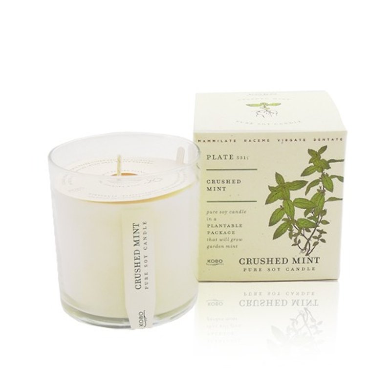 [KOBO] American Soybean Oil Candle-Refreshing Mint (280g / burnable 60hr) - Candles & Candle Holders - Wax White