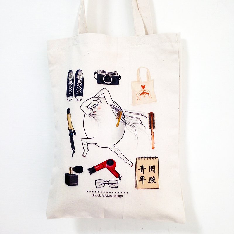The hipster canvas bag - กระเป๋าแมสเซนเจอร์ - วัสดุอื่นๆ ขาว