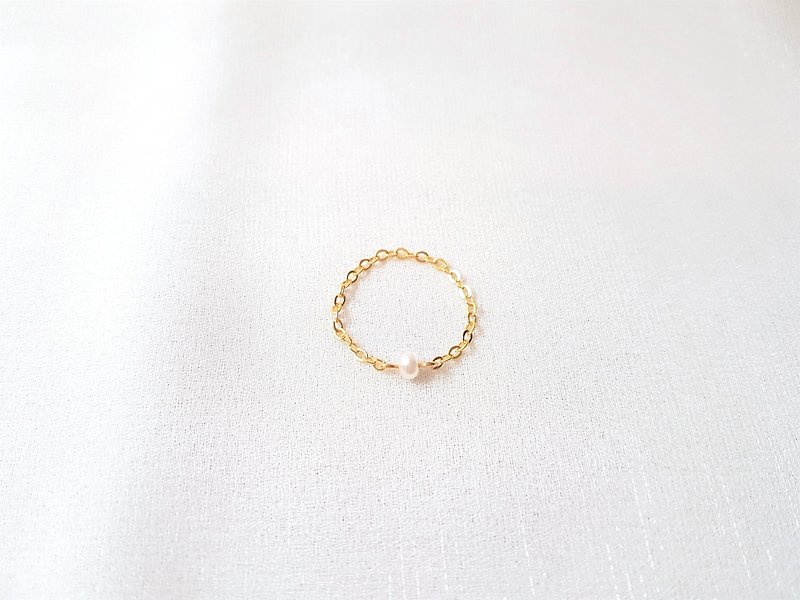 Small pearl chain ring - General Rings - Pearl Gold