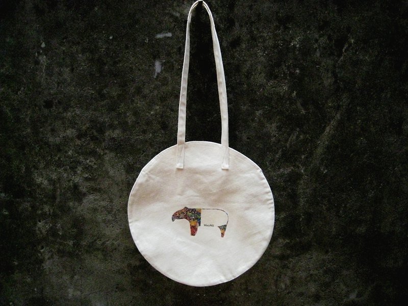 MaryWil圓形小文青環保袋-彩色馬來貘 - 其他 - 其他材質 白色