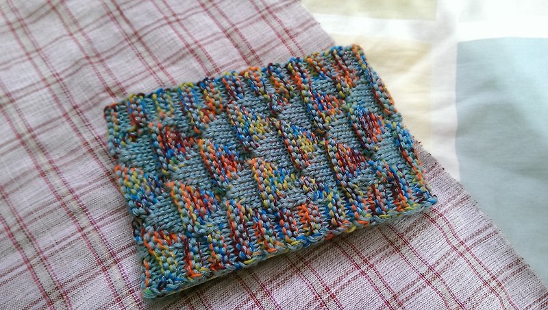 Lan hand-made knit headband triangle weave (yarn flower light turquoise) - เครื่องประดับผม - วัสดุอื่นๆ สีน้ำเงิน