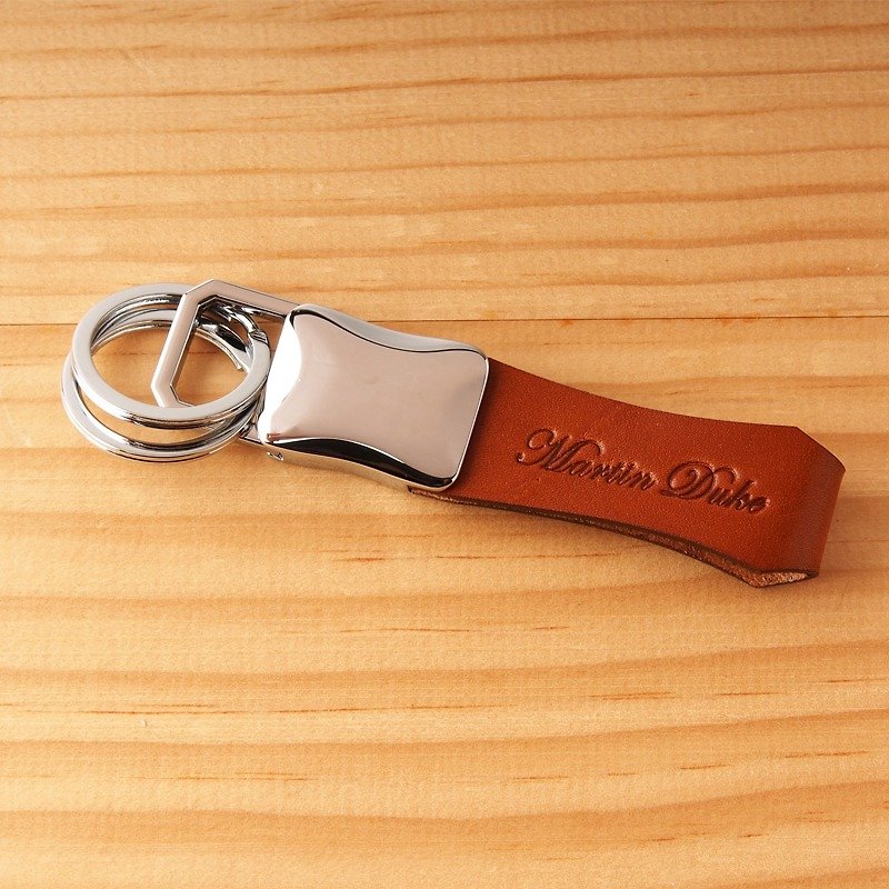 MartinDuke Leather Key chain Easily Remove Light Brown - ที่ห้อยกุญแจ - หนังแท้ สีนำ้ตาล