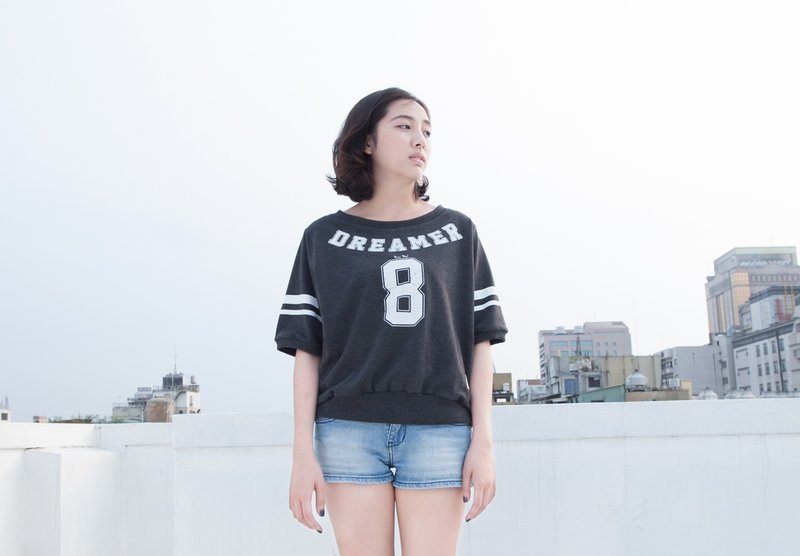 SUMI △ DREAMER around NO.8 ▽ asymmetrical dark gray casual shirt _4SF100_ - Women's T-Shirts - Other Materials Gray